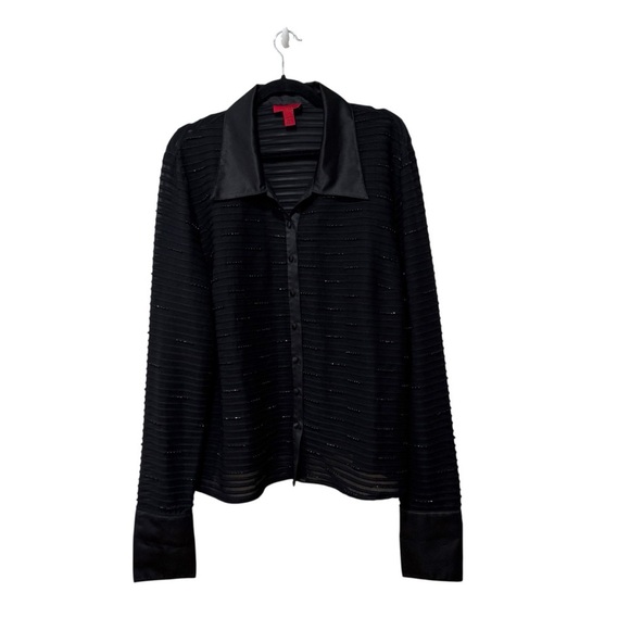 JS Collections black sheer button down 22W - Picture 1 of 9